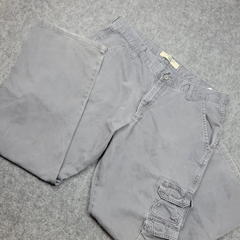 Wrangler Cargo Pants Mens 36x30 Gray Pockets Straight Leg Outdoor Hiking Dad